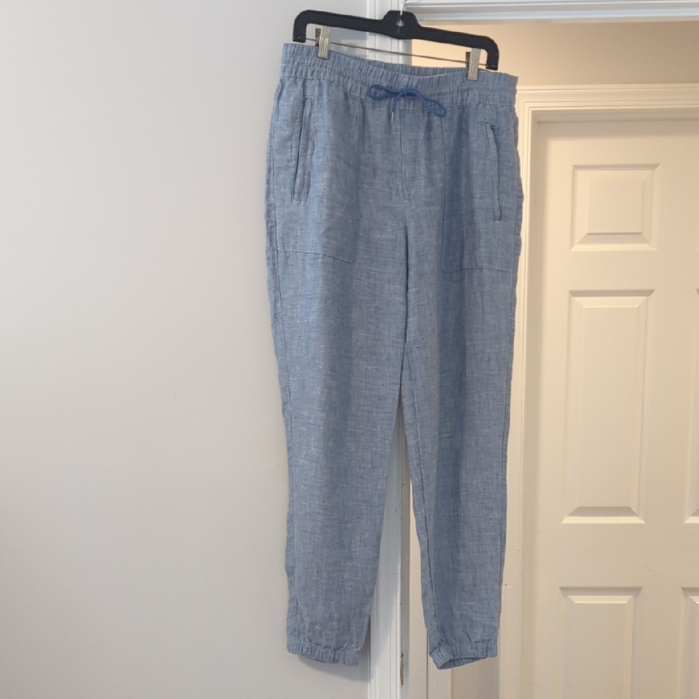 Light Blue Athleta Linen Joggers